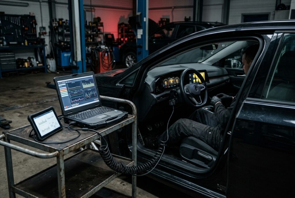 Diagnostika vozidla připojená kabelem OBD